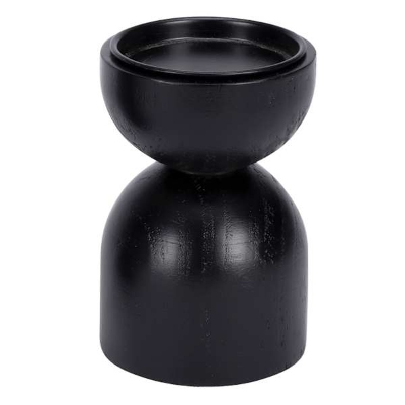 Tracey Boyd Black Wood Pillar Candle Holder, 6″