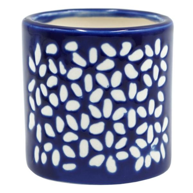 Tracey Boyd Blue Ceramic Votive Candle Holder, 3″