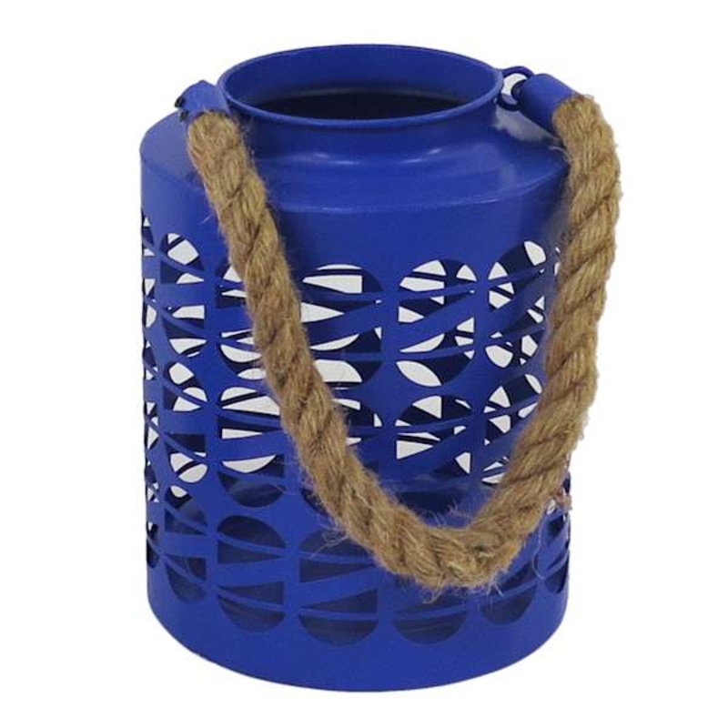 Tracey Boyd Blue Metal Lantern, 9″