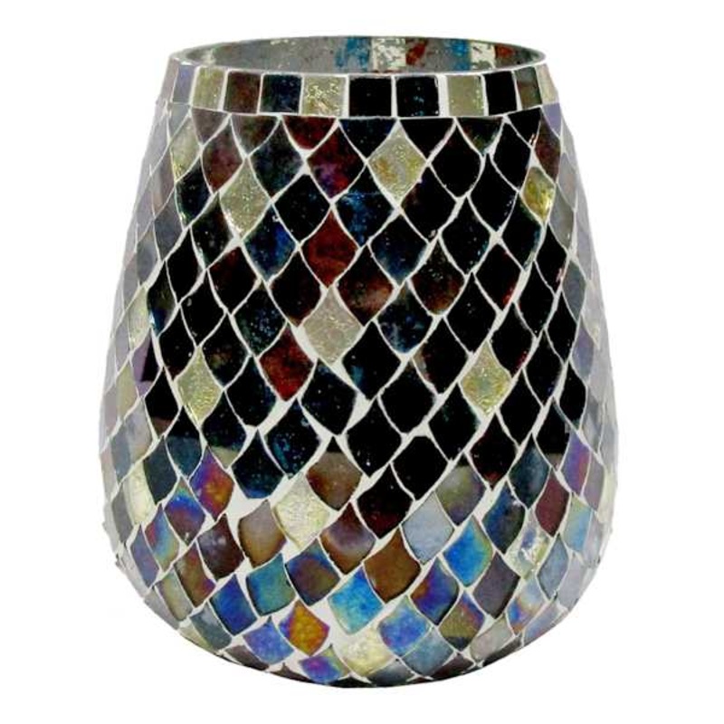 Tracey Boyd Blue Mosaic Hurricane Candle Holder, 6″