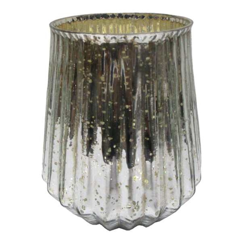 Tracey Boyd Hex Mercury Glass Hurricane Candle Holder, 7″
