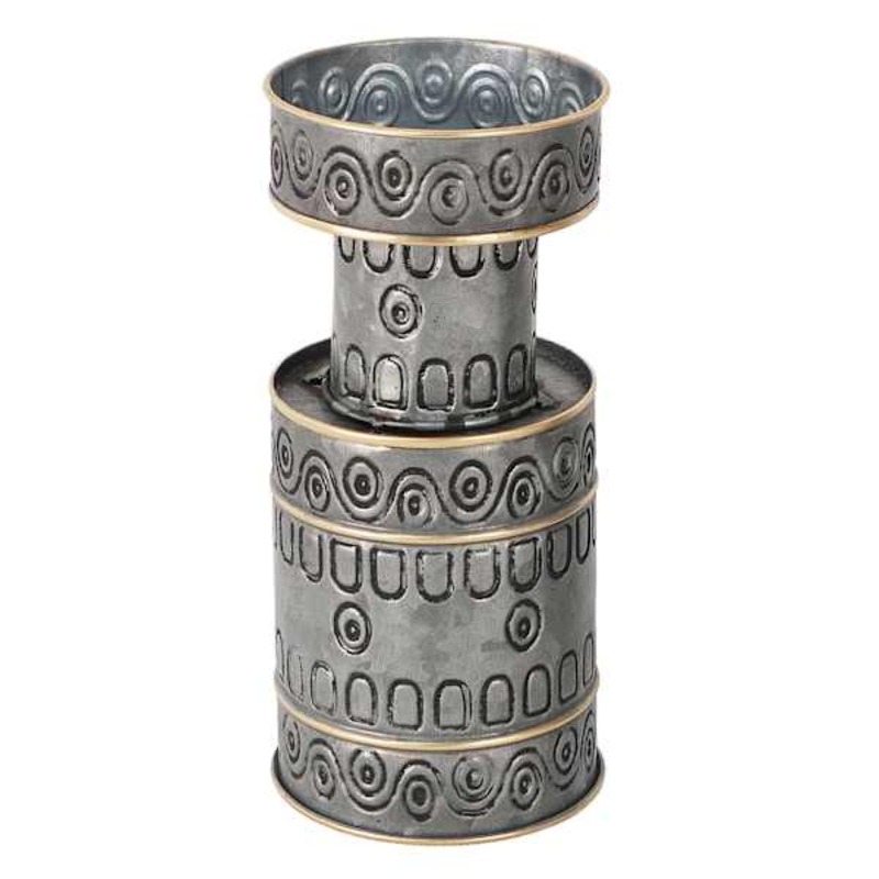 Tracey Boyd Metal Embossed Pillar Candle Holder, 8.5″