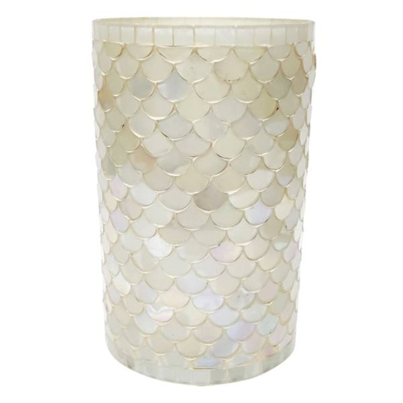 Tracey Boyd Pearl Chalet Mosaic Hurricane Candle Holder, 10″
