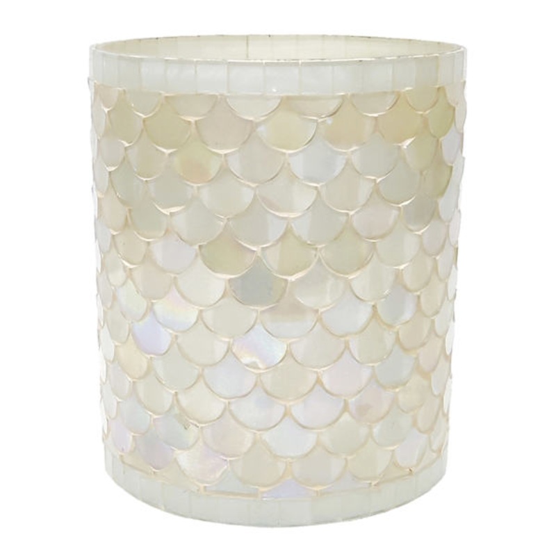 Tracey Boyd Pearl Chalet Mosaic Hurricane Candle Holder, 6″