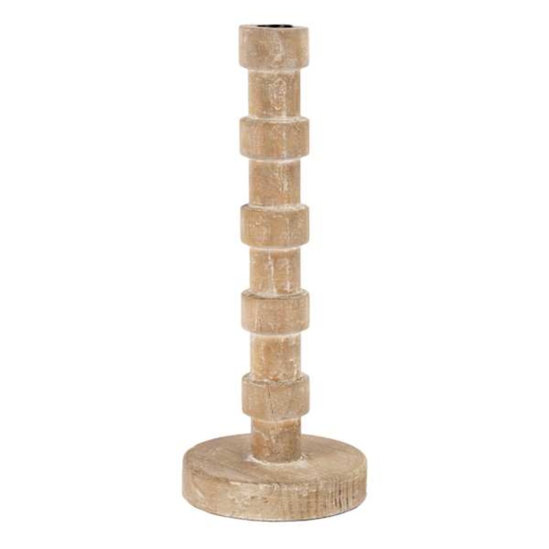 Tracey Boyd Stacked Wood Taper Candle Holder, Small