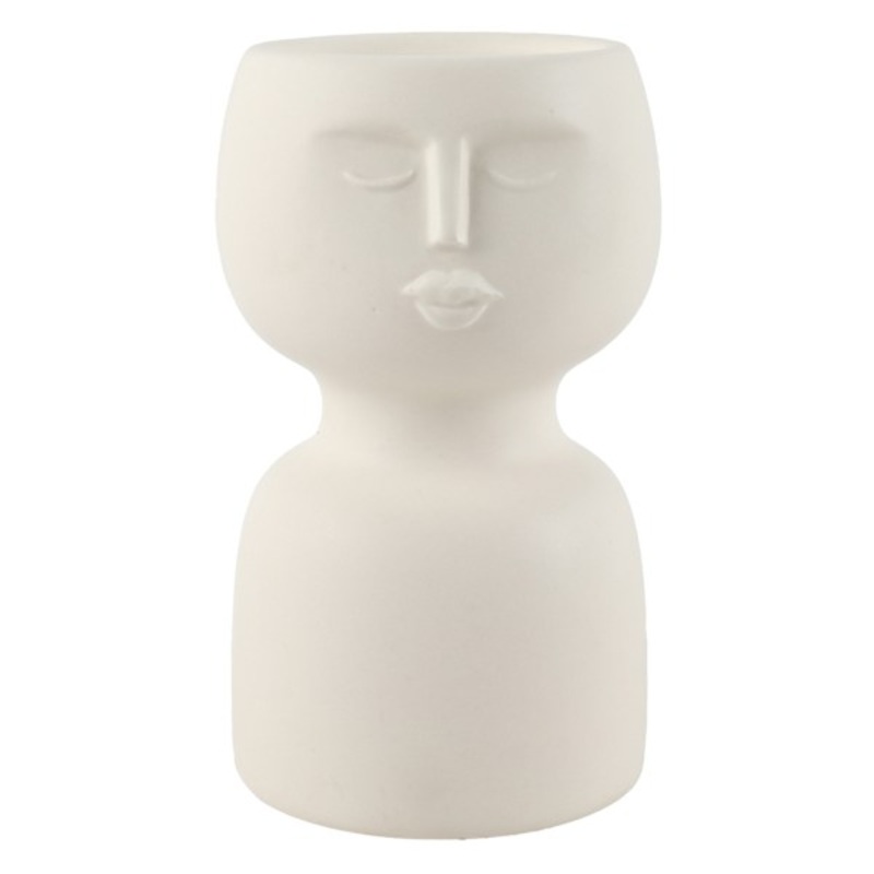 Tracey Boyd White Ceramic Face Candle Holder, 5″