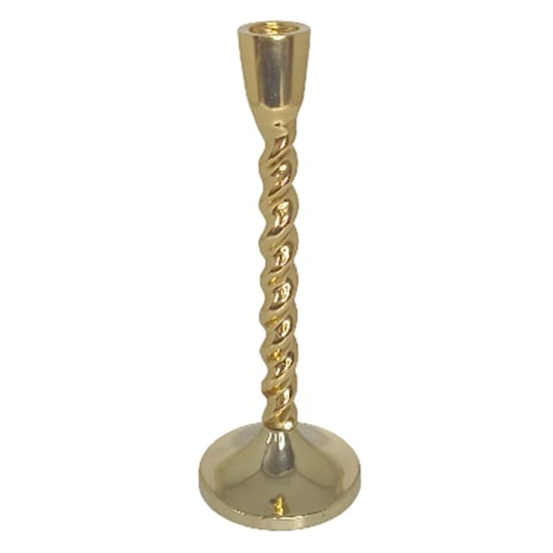Twisted Gold Taper Candle Holder, 10″