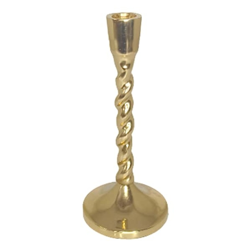 Twisted Gold Taper Candle Holder, 8″