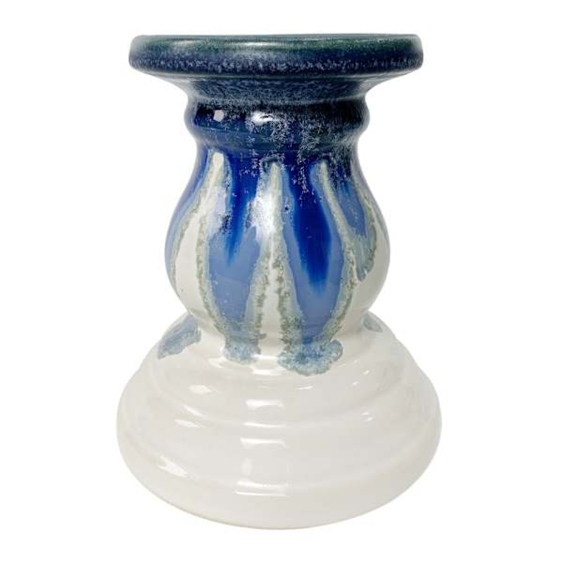 Ty Pennington Blue Glaze Ceramic Pillar Candle Holder, 5×6