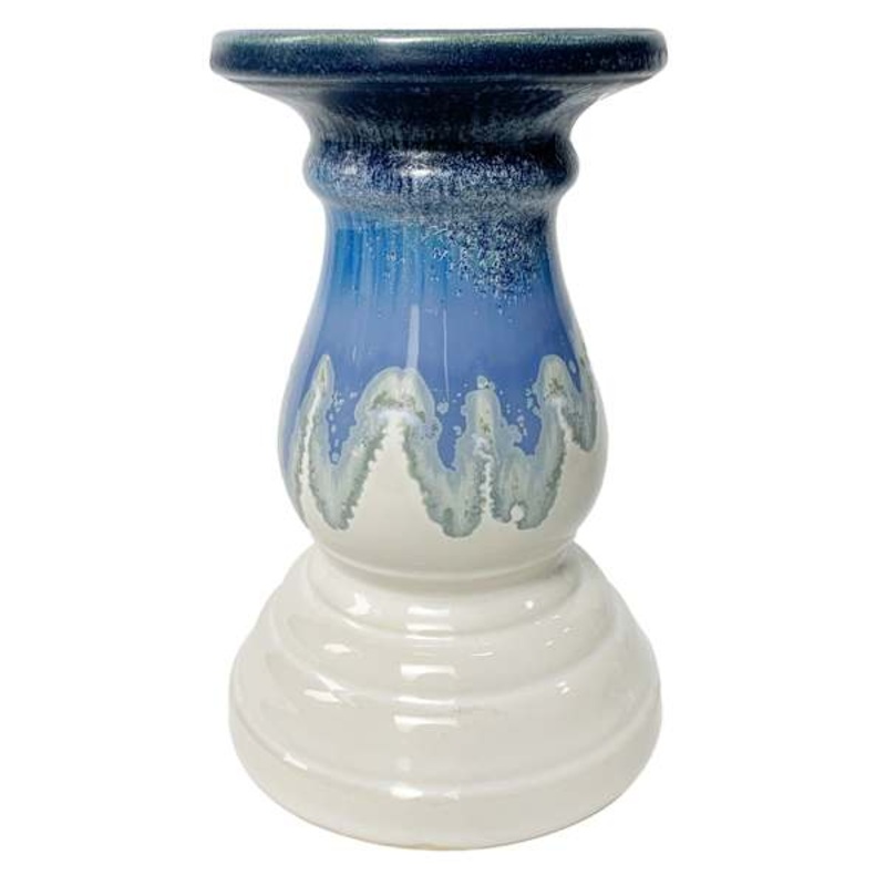 Ty Pennington Blue Glaze Ceramic Pillar Candle Holder, 5×8