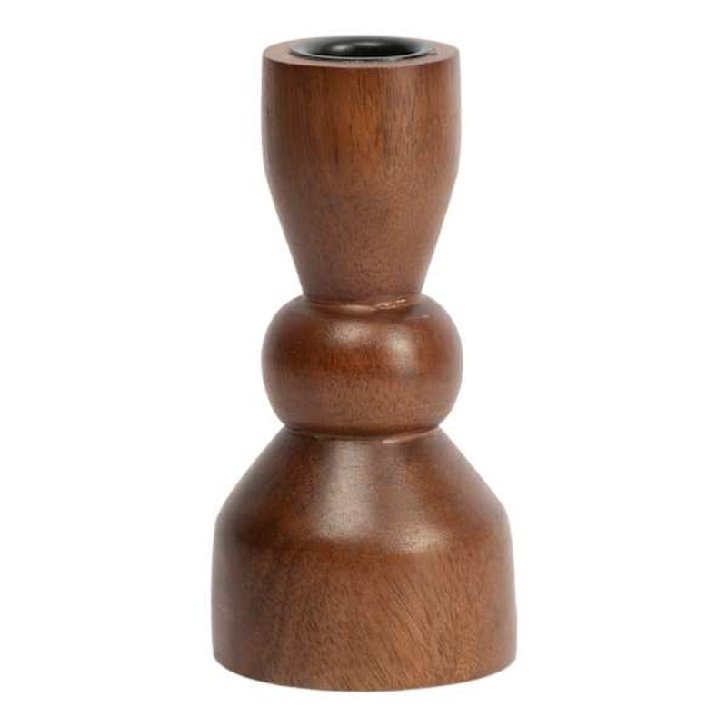 Walnut Wooden Taper Candle Holder, 5″