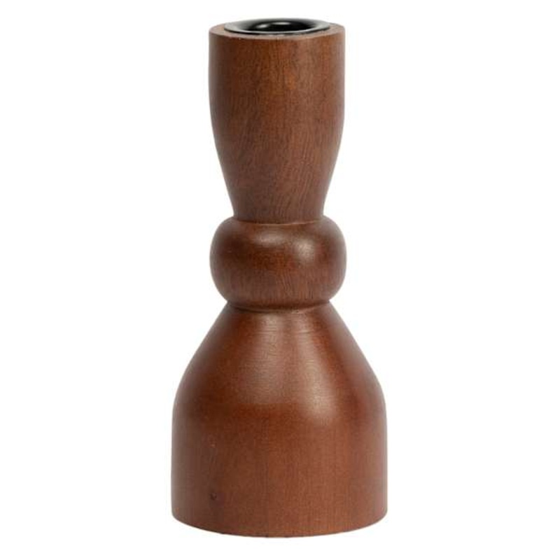 Walnut Wooden Taper Candle Holder, 6″