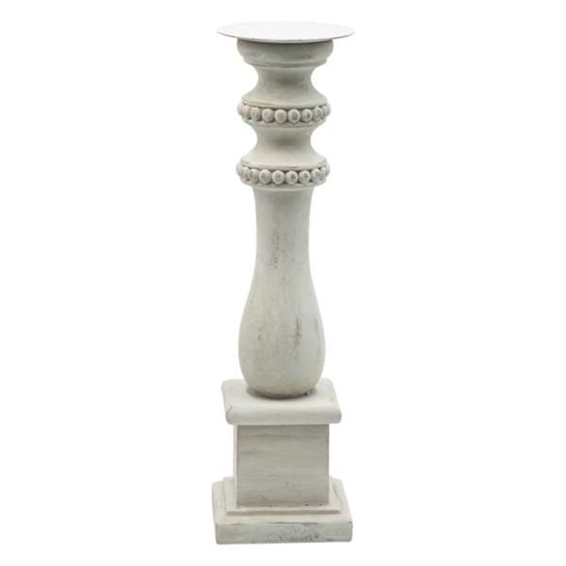 White Beaded Candle Holder, 15″