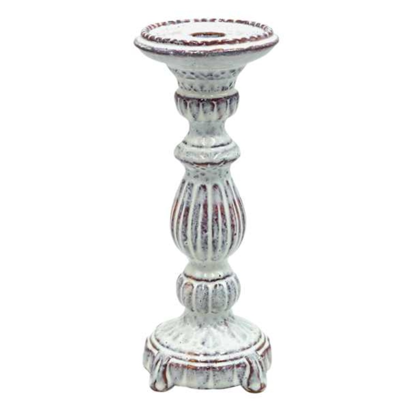 White Ceramic Candle Holder, 10″