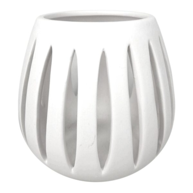 White Ceramic Cutout Vase, 5″