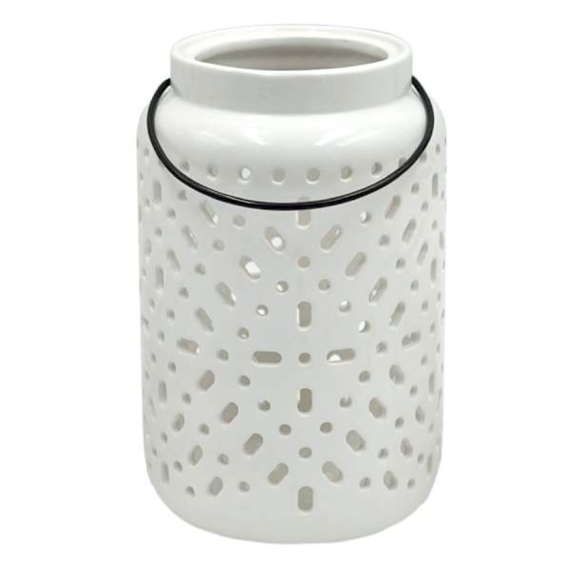 White Ceramic Lantern, 7″