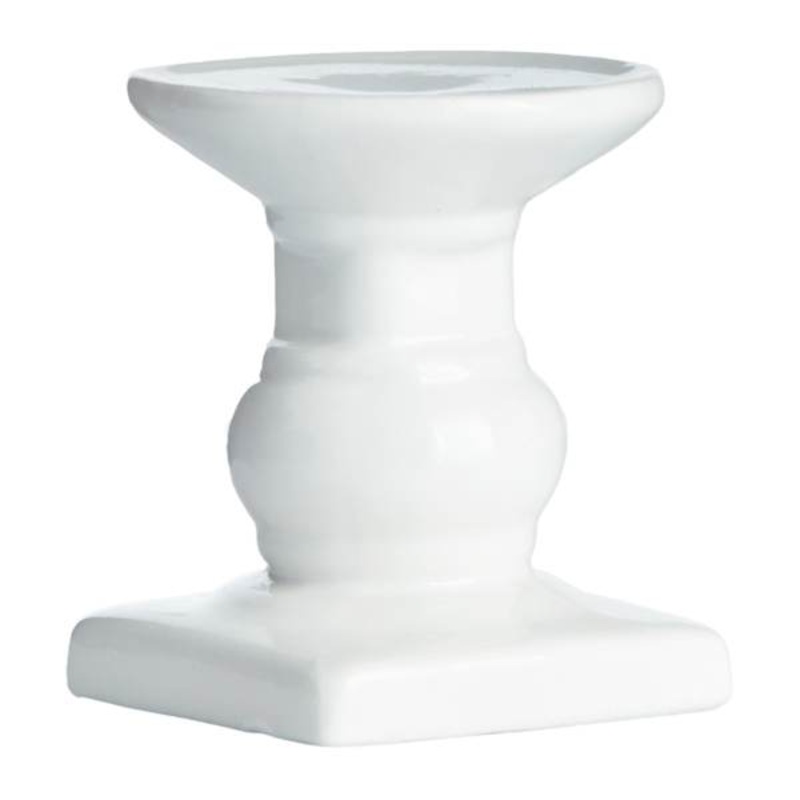 White Ceramic Pillar Candle Holder, 4″