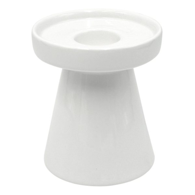 White Ceramic Pillar Candle Holder, 4.7″
