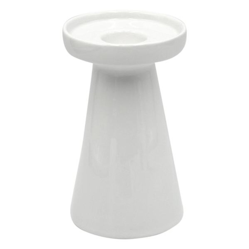 White Ceramic Pillar Candle Holder, 6.7″