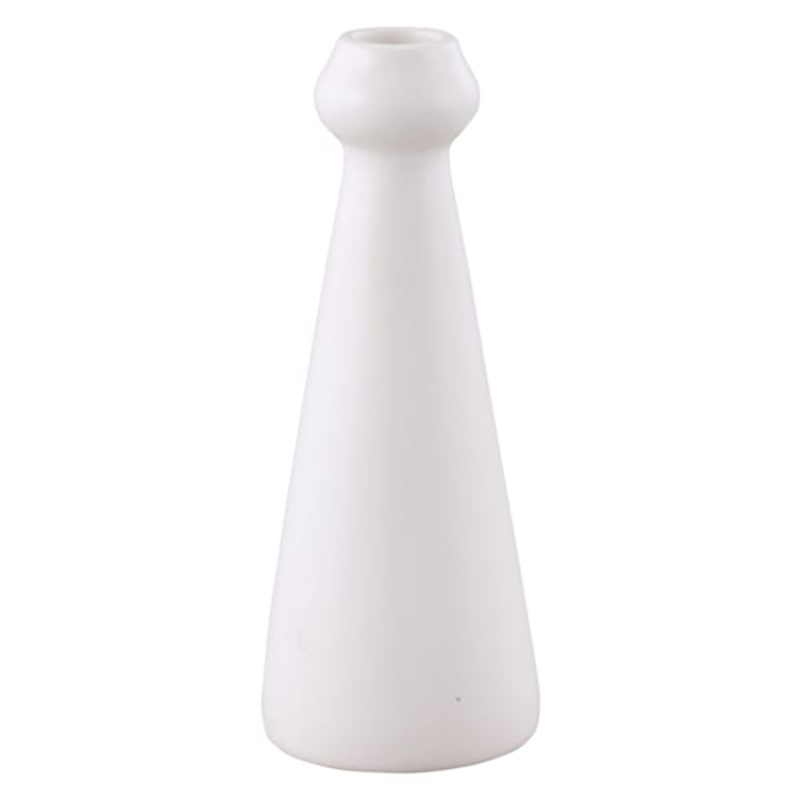 White Ceramic Taper Candle Holder, 7″