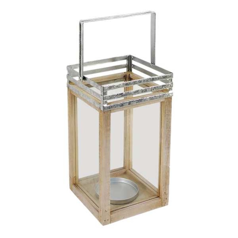 Wood & Glass Lantern, 13″