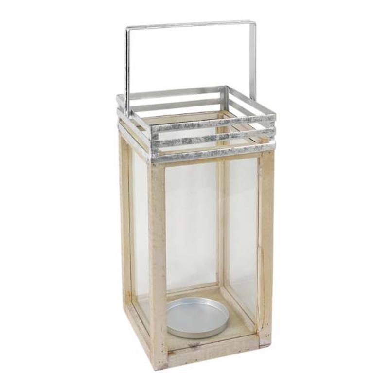 Wood & Glass Lantern, 14″