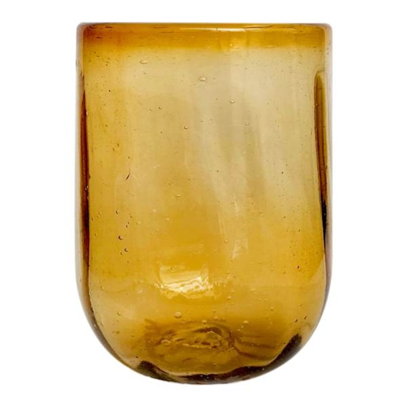 Amber Hurricane Glass Candle Holder, 6″