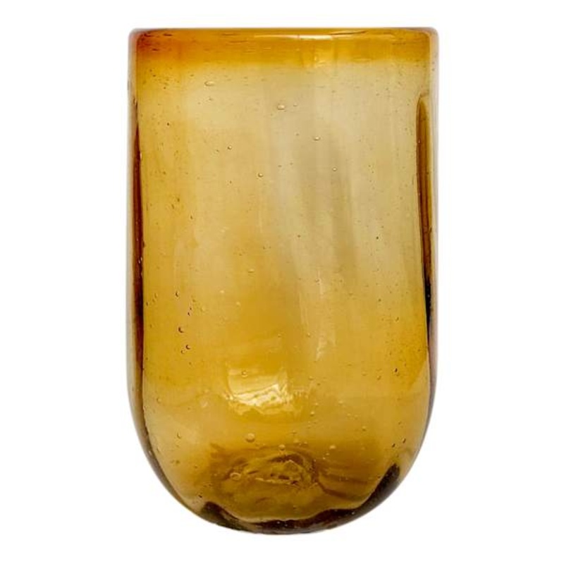 Amber Hurricane Glass Candle Holder, 8″