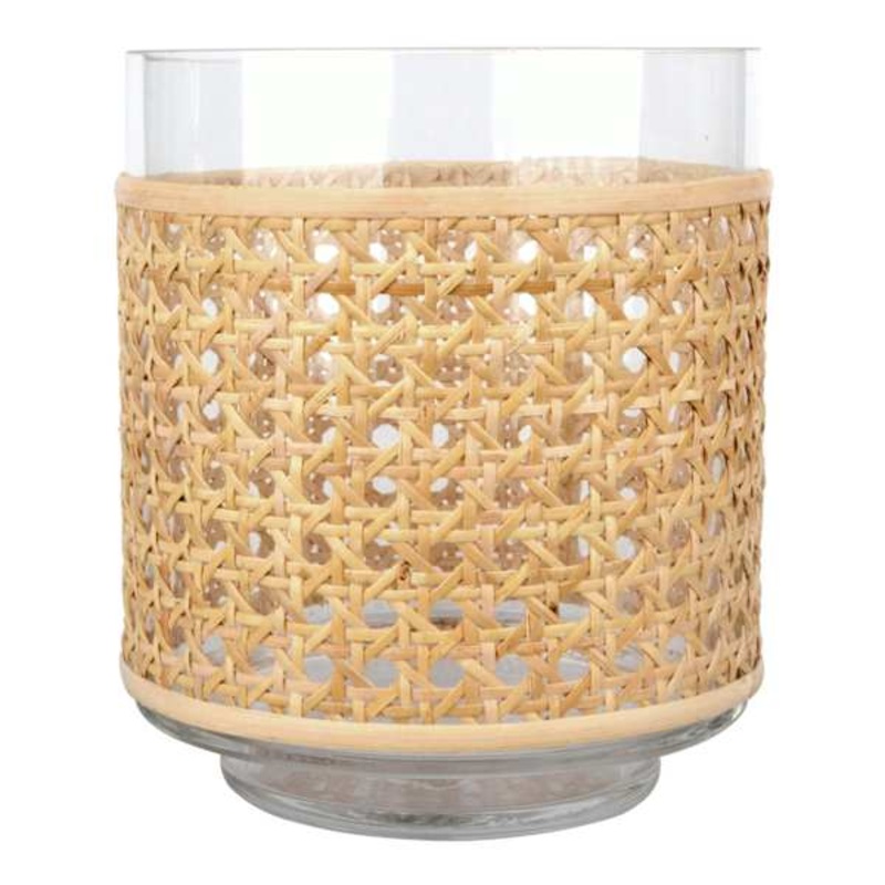 Cane Wrapped Glass Vase, 7″