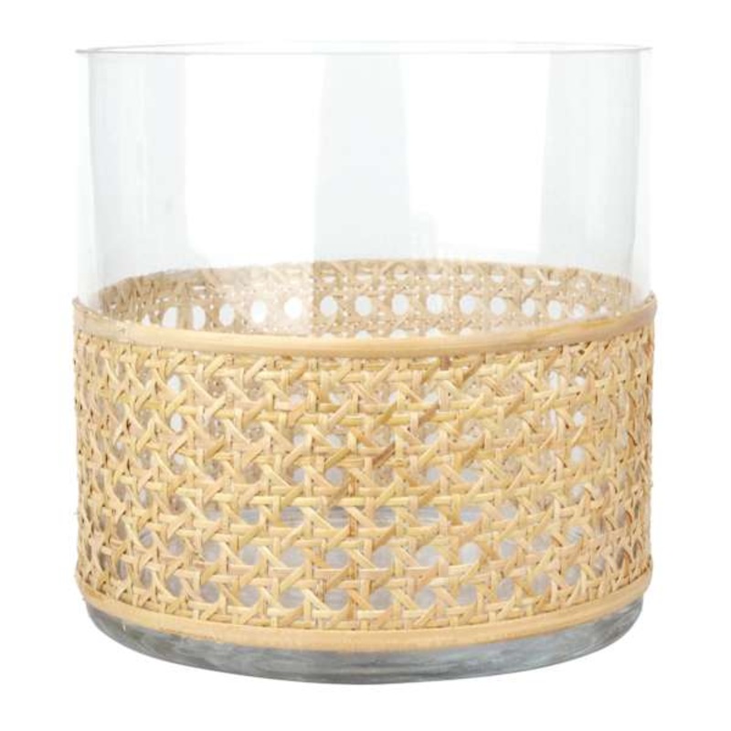 Cane Wrapped Glass Vase, 8″