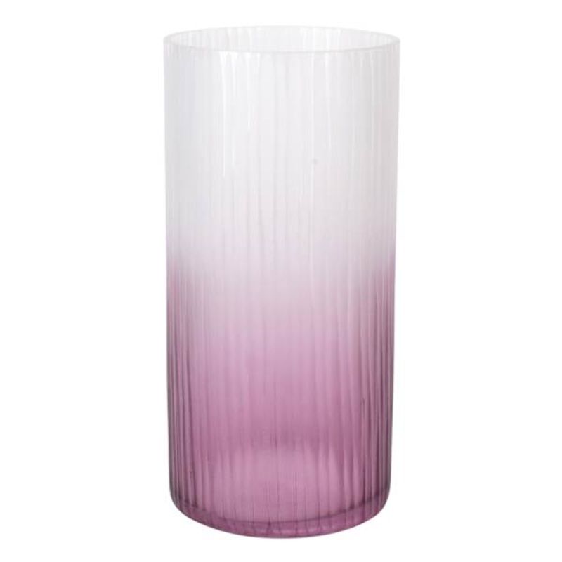 Clear & Pink Ombre Glass Candle Holder, 10″