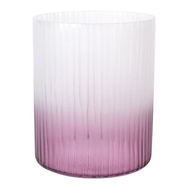 Clear & Pink Ombre Glass Candle Holder, 6″