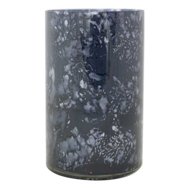 Deep Blue Speckled Glass Hurricane, 8″