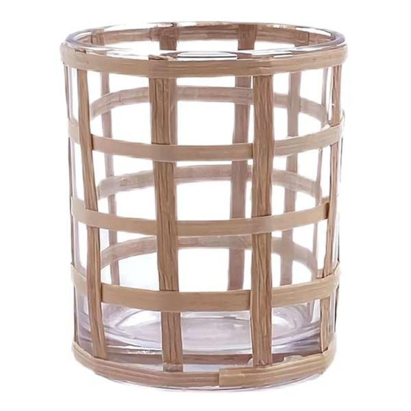 Glass Rattan Votive Holder, 3.5″