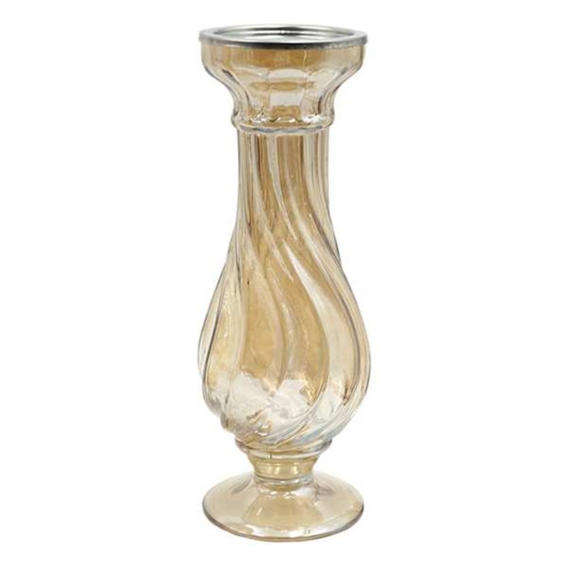 Gold Luster Pillar Candle Holder, 14″