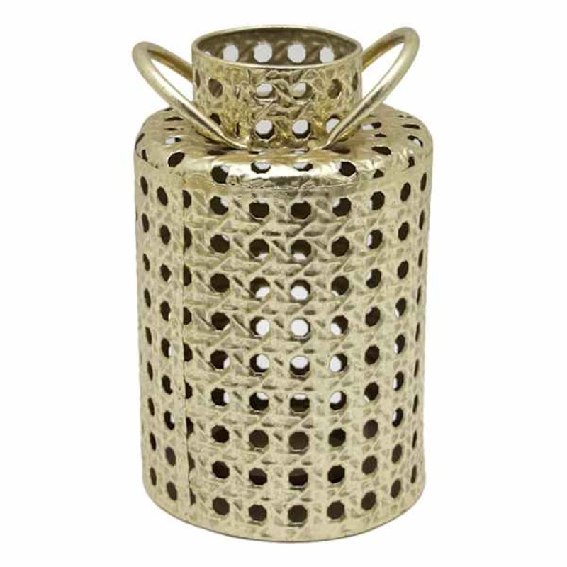 Gold Metal Punch-Hole Lantern, 10.6″