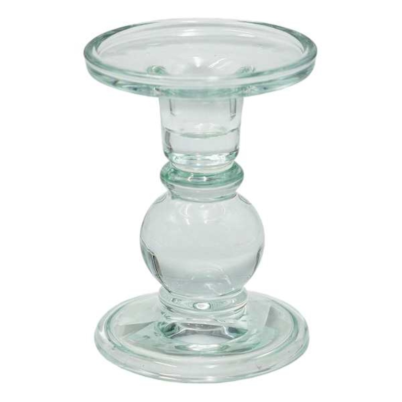 Green Glass Candle Holder, 5″