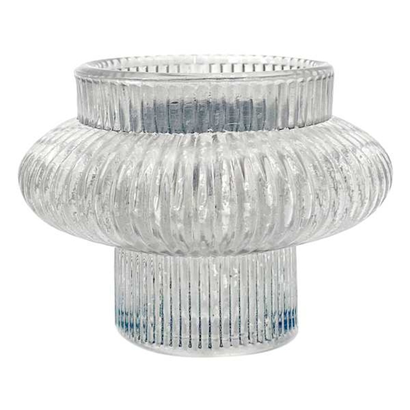 Grey Glass Dual Side Candle Holder, 3.2″