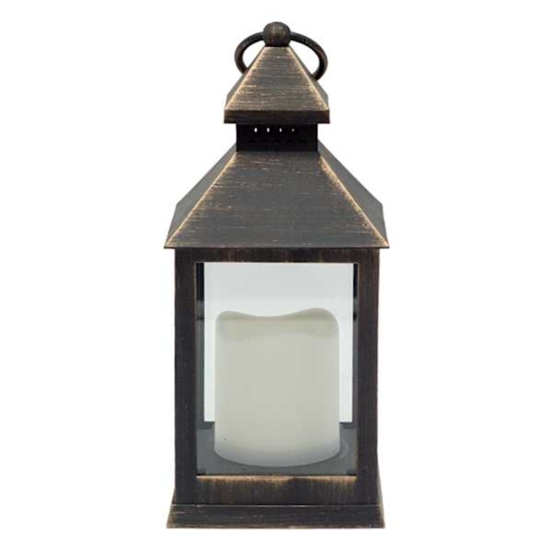 Grey LED Lantern, 9.5″