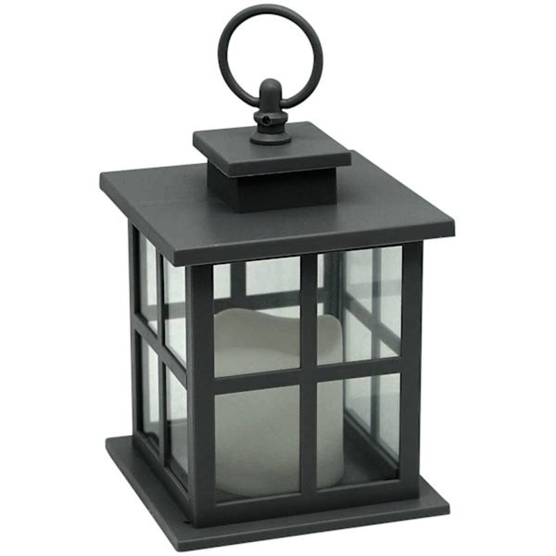 Grey LED Lantern with 6 Hour Timer, 7″