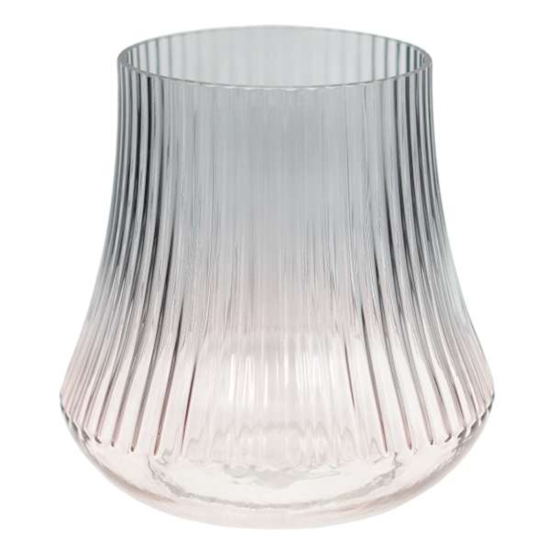 Grey Ombre Ribbed Glass Vase, 7″