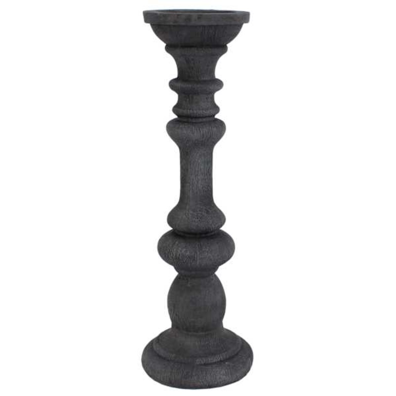 Grey Wood-Look Candle Holder, 12″