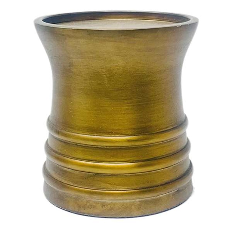 Honeybloom Brass Ribbed Pillar Candle Holder, 4″