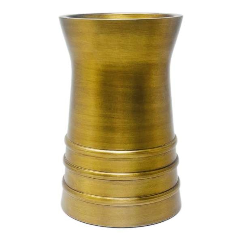 Honeybloom Brass Ribbed Pillar Candle Holder, 6″