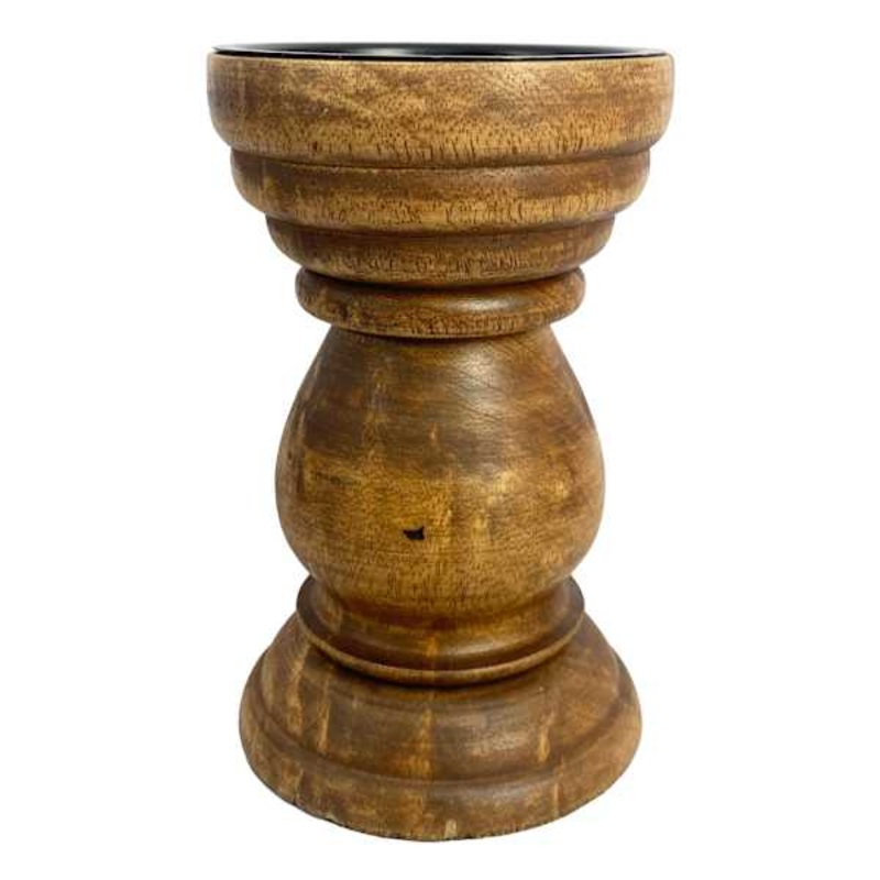 Honeybloom Wooden Pillar Candle Holder, 6″