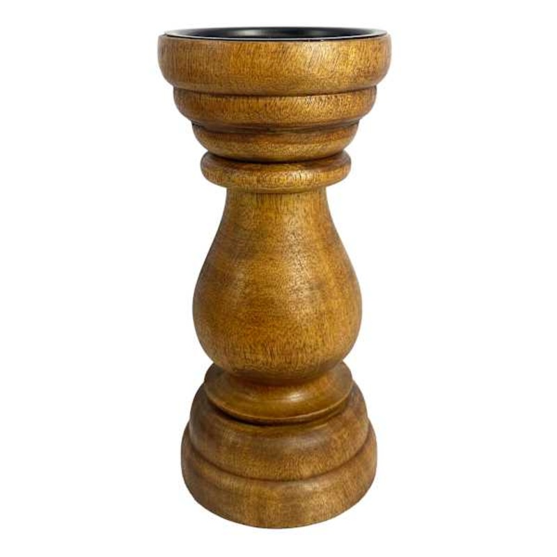 Honeybloom Wooden Pillar Candle Holder, 8″