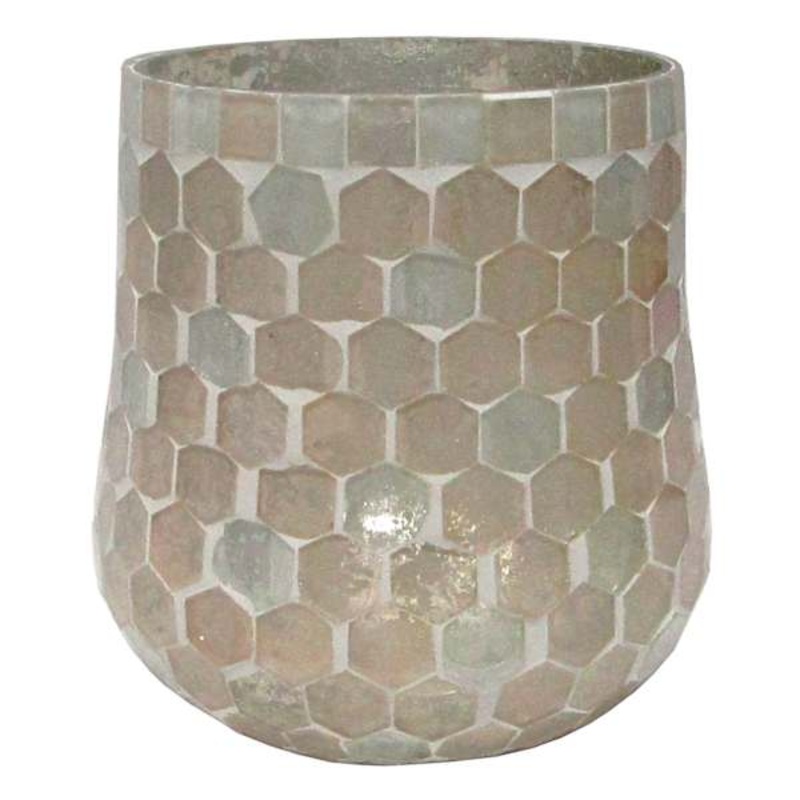 Laila Ali Pink Glass Tealight Holder, 4.5″