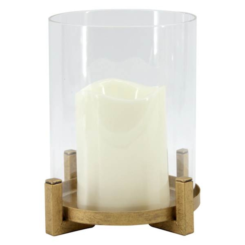 LED Glass Lantern with Metal Base, 6″