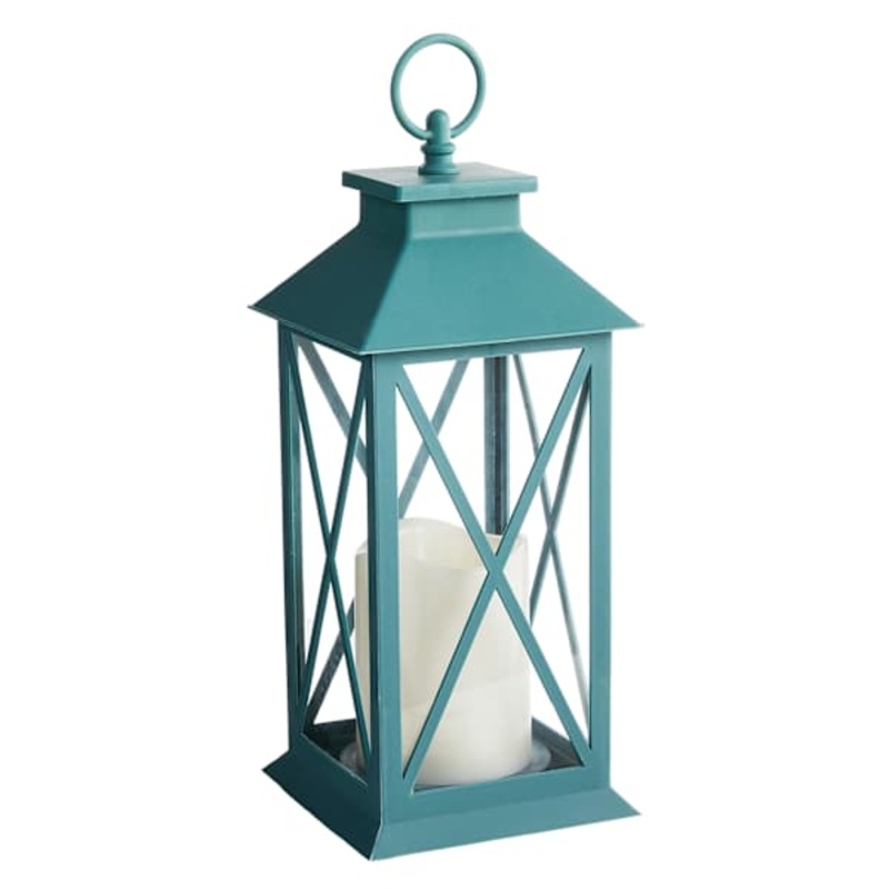 LED Teal Lantern, 12″