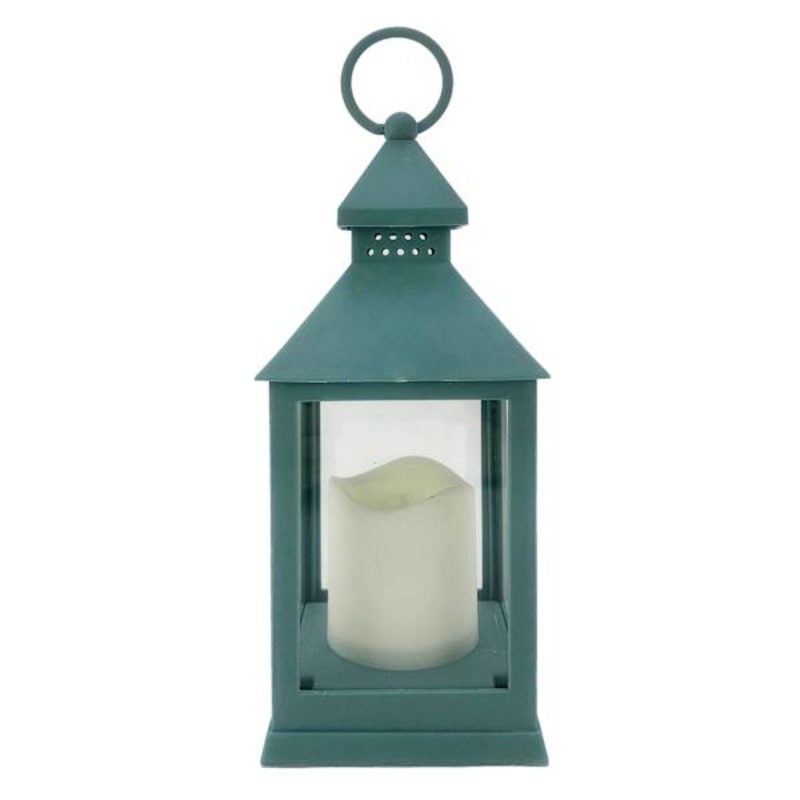 LED Teal Lantern, 9.5″